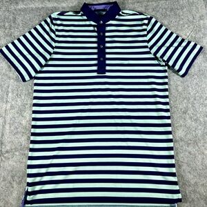 Greyson Polo Green Blue Striped Men’s Size Medium EUC